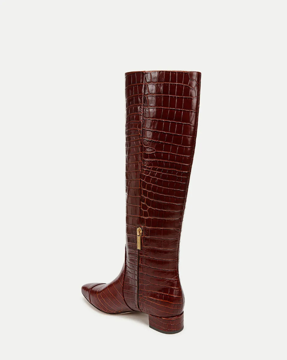 Cecile Croc-Embossed Tall Boot | Wide-Calf