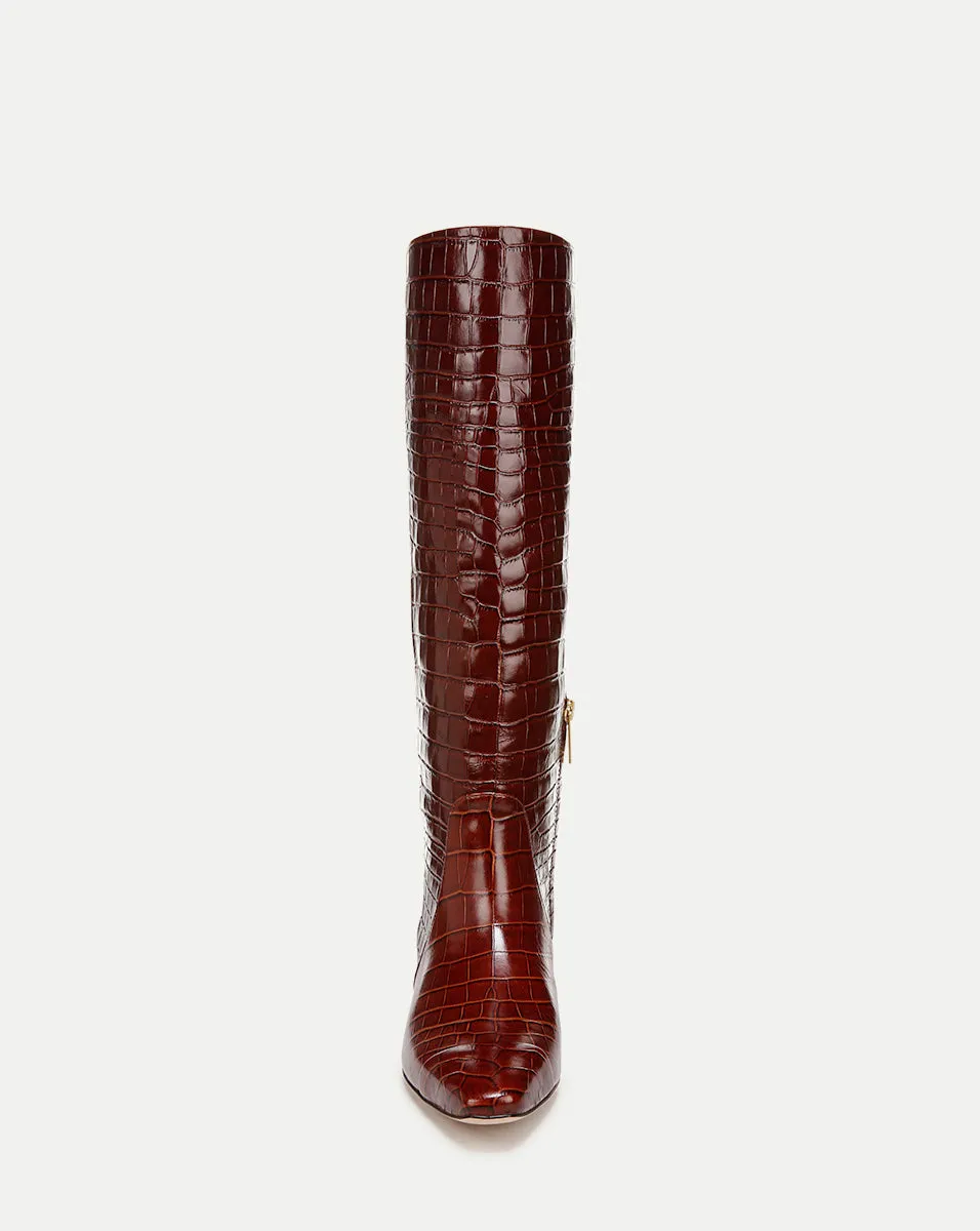 Cecile Croc-Embossed Tall Boot | Wide-Calf