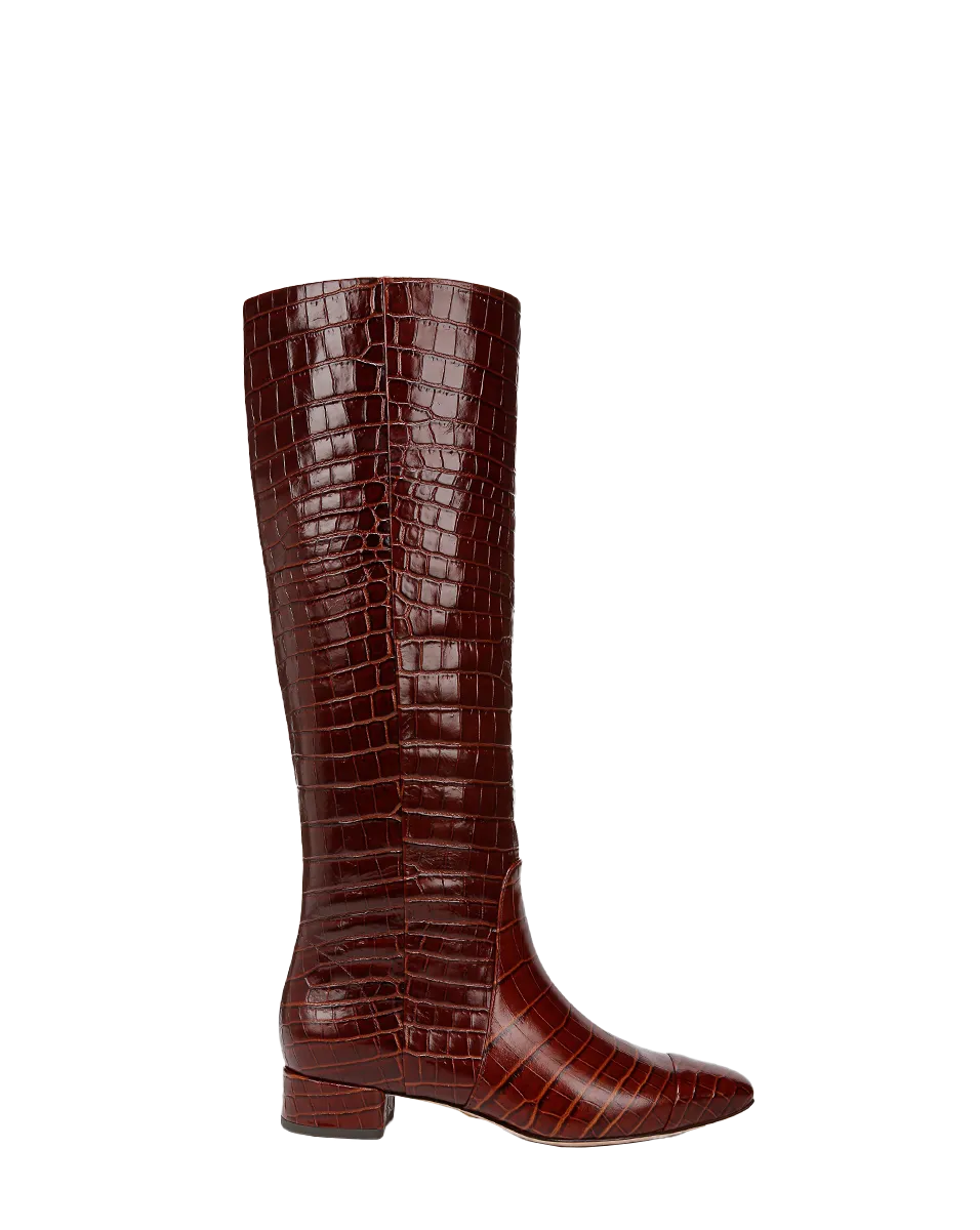 Cecile Croc-Embossed Tall Boot | Wide-Calf