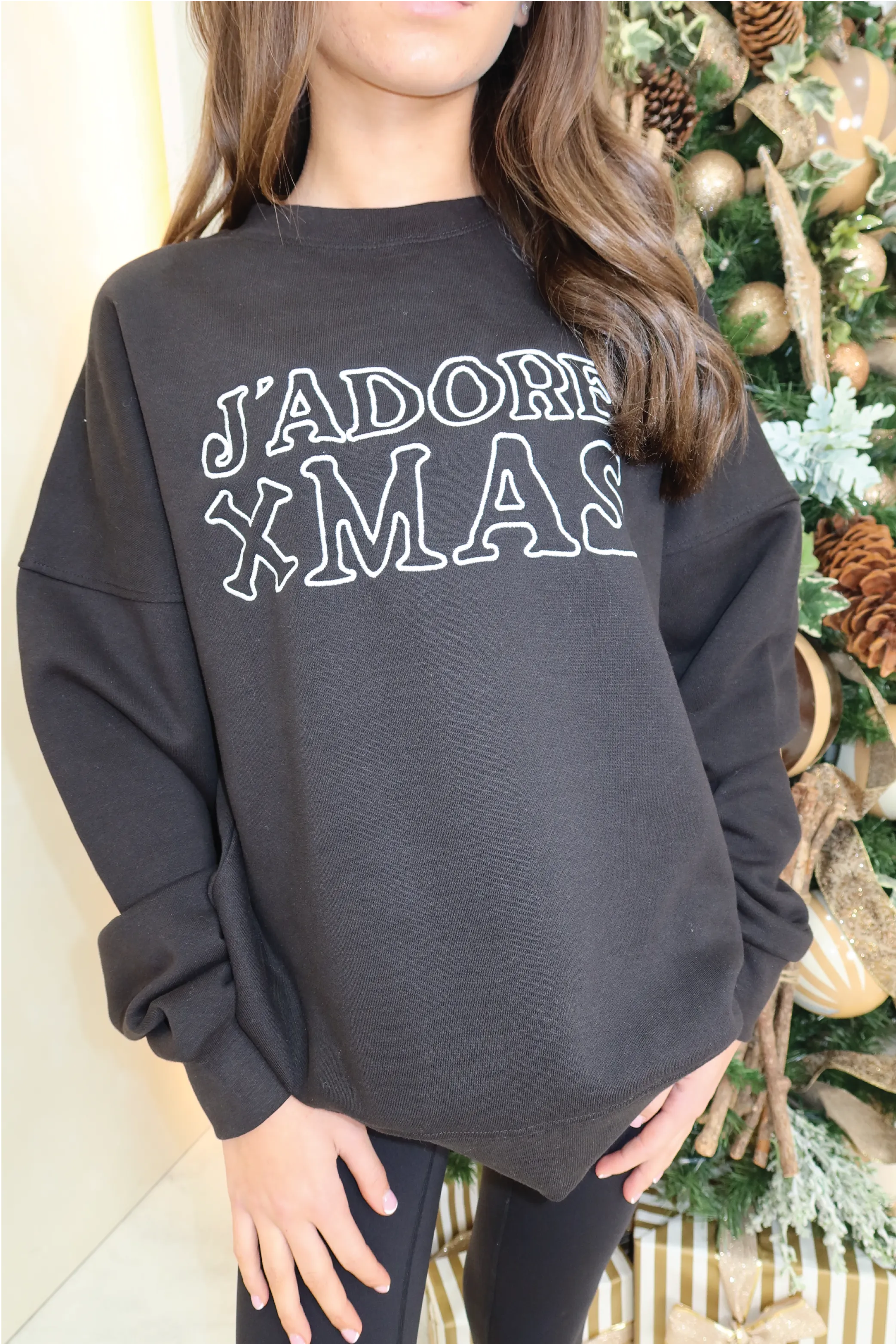 J'adore Xmas black embroidered sweater