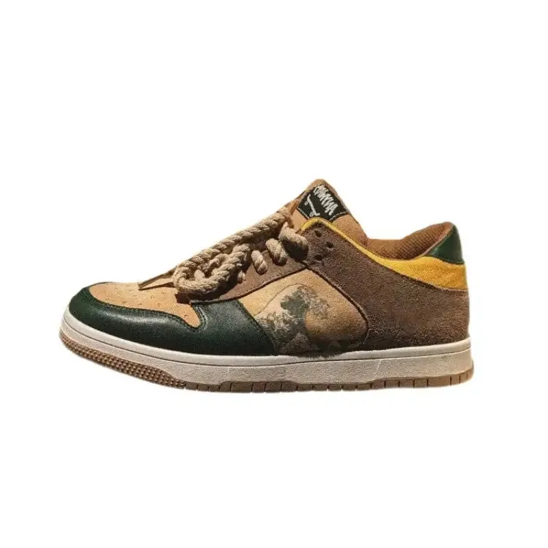 Painted Wave Skateboard Lace Up Sneakers
